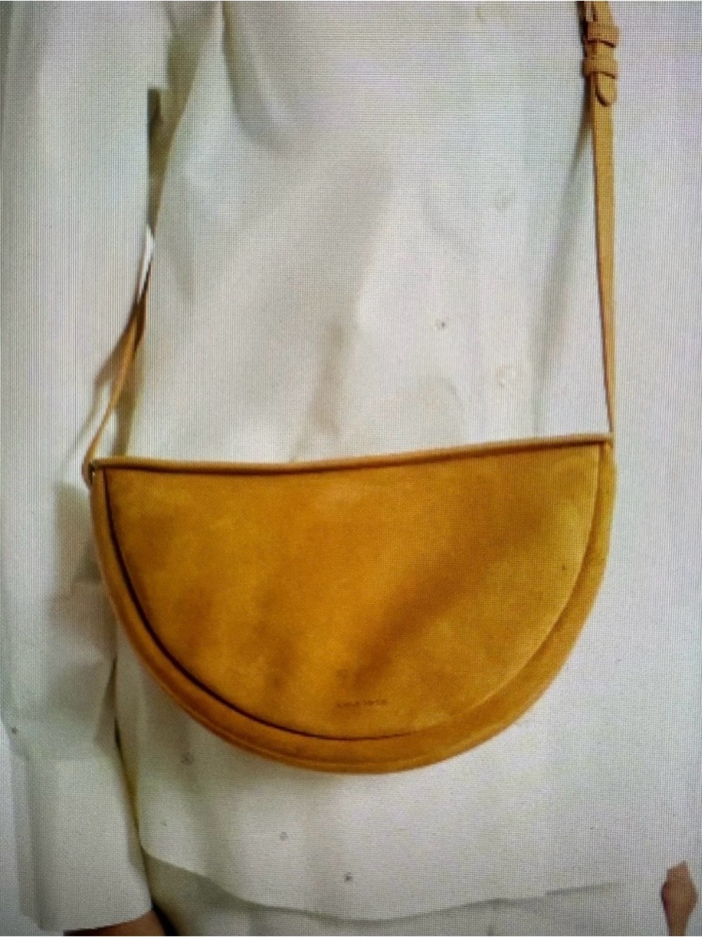 Brand New!! Mansur Gavriel Half Moon Suede Crossbody Bag in Caramel; NWT $695 - Picture 12 of 15